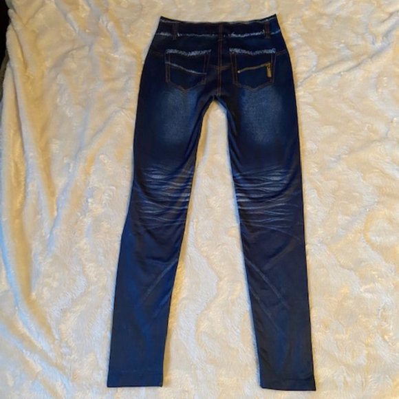 2/$40 Cherokee Leggings Blue Faux Jean-look Girls Size L - Picture 10 of 11